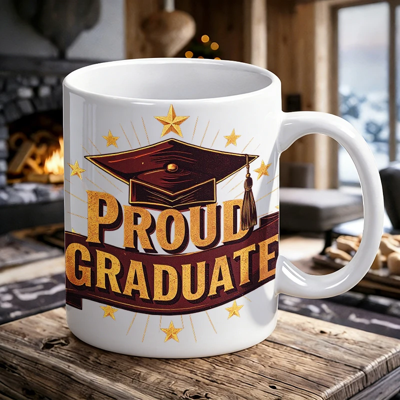 

Trendy and eye-catching 'Proud Graduate' ceramic mug, coffee mug, milk cup, office tea cup, drinking cup, gift for friends