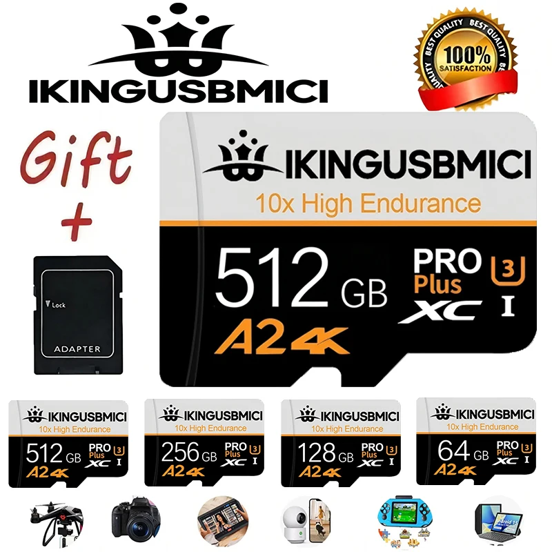 Tarjeta de Memoria Micro SD Compacta, Tarjetas SD, Tarjetas TF, 32GB 64GB 128GB, Resistente al Polvo, A1, para Cámara de Coche, Teléfono Inteligente, Nintendo Switch