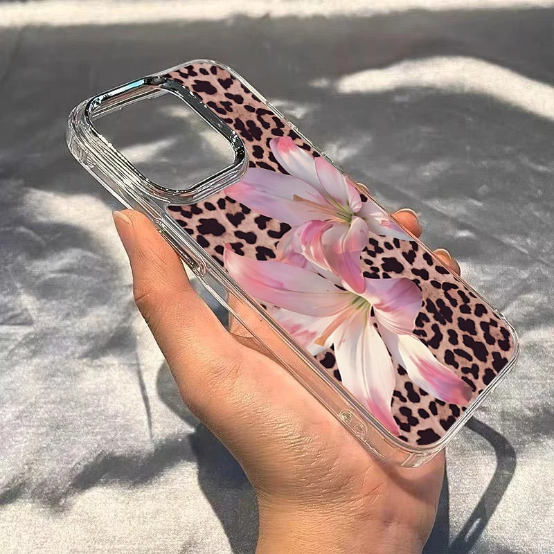Leopard Print Lily Flower Transparent Phone Case For iPhone 17 Pro Max Air X XR XS Max 16 15 14 13 12 11 7 8 Plus 16E 17E Cover - view 5