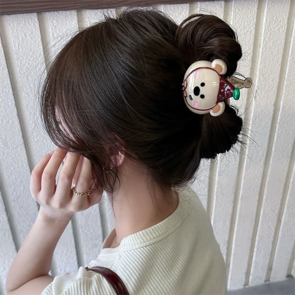 

Fashion Hairpin Bear Hair Clip Acrylic Geometry Cartoon Hair Claw Korean Style Headwear Plastic Grab Clip Party