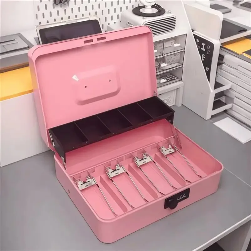 Large Capacity Desktop Storage Box Money Jar Loable Key/code Box Child's Home Organization Decorative Iron Storager Organizer