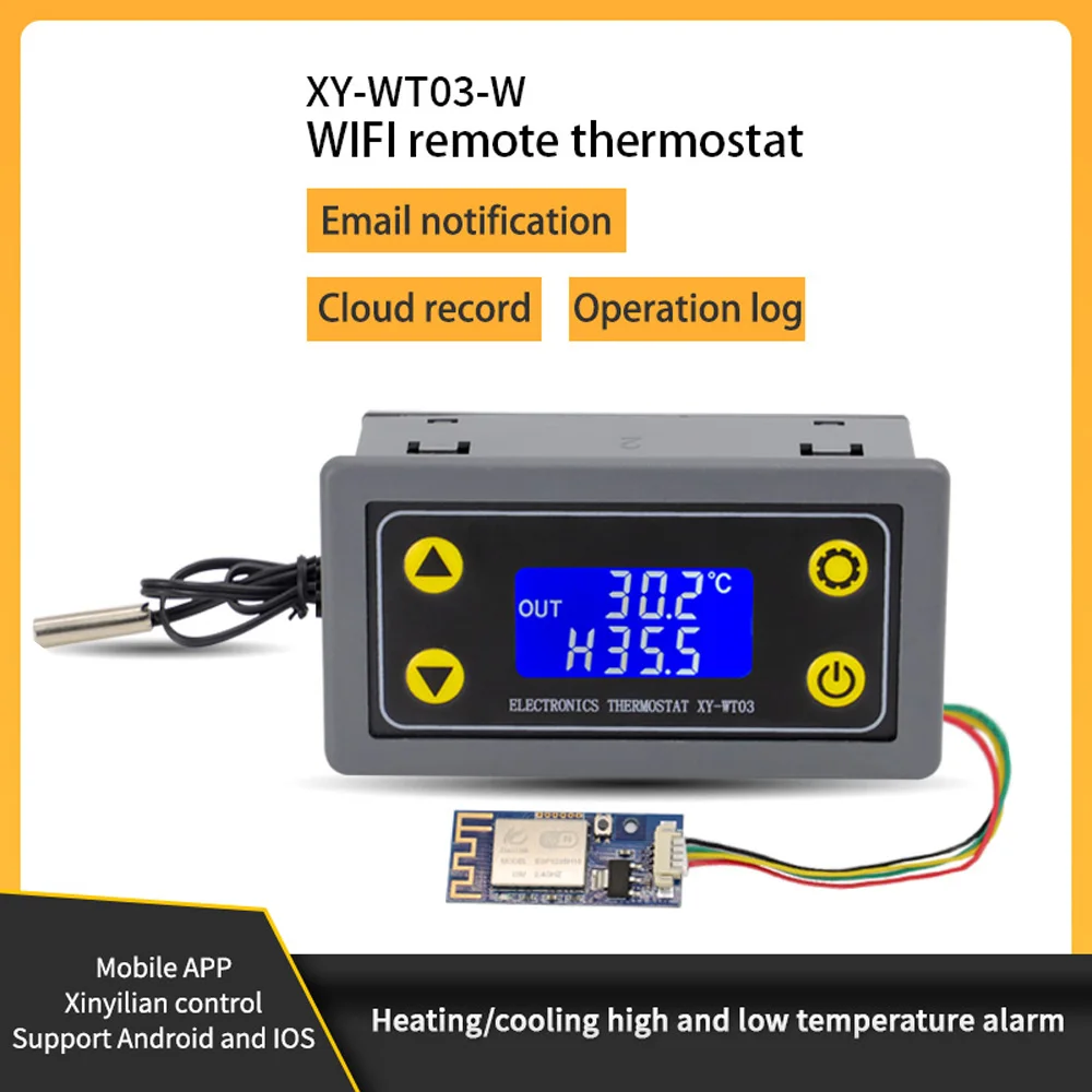 

WIFI Remote Thermostat High Precision Digital Temperature Controller Module Cool Heat APP Temperature Collection with NTC Probe