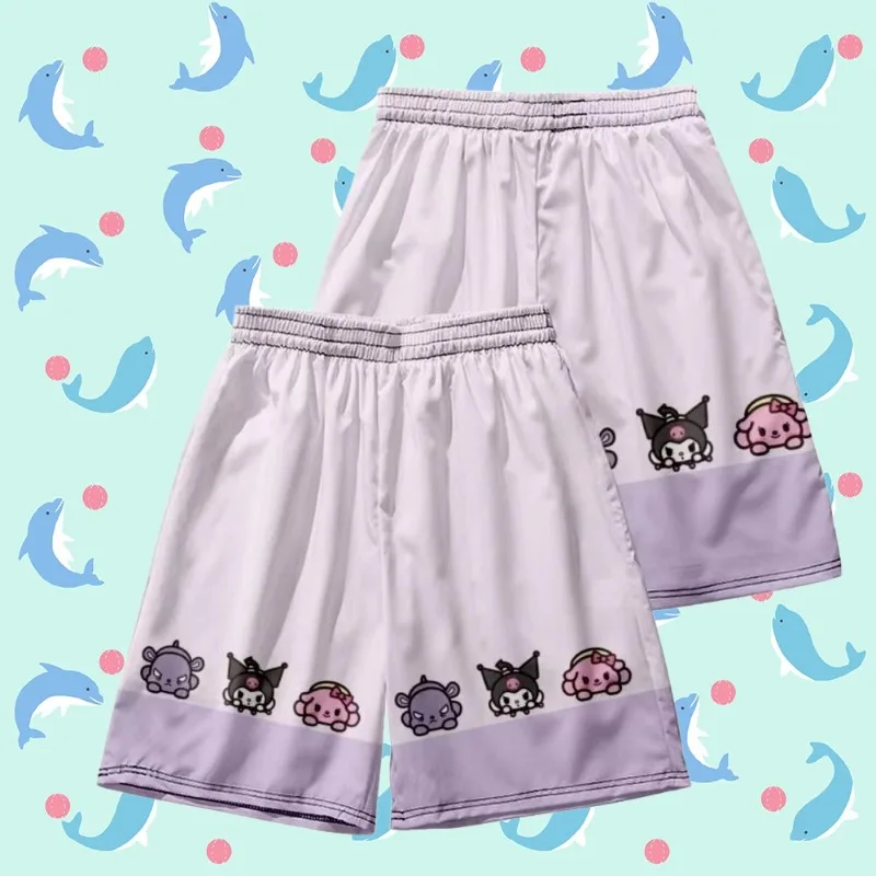 

MOTO-25/26 новые летние шорты Sanrio Series Kuromi с 3D принтом мультфильмов, милые детские пляжные быстросохнущие шорты для отдыха