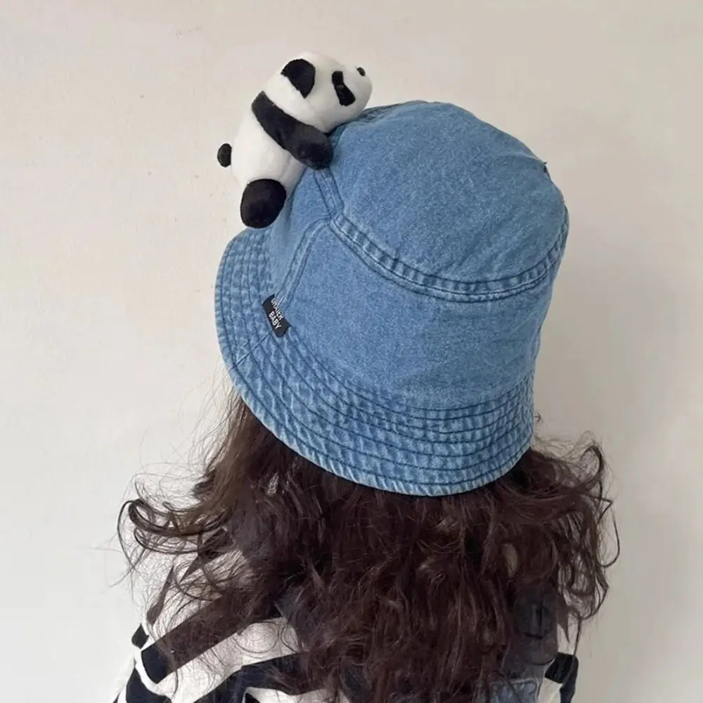 Chapeau pare-soleil pliable Panda pour enfants, Cowboy, Style coréen, chapeau de pêcheur pour bébé, Protection solaire, chapeau de bassin de couleur unie pour garçons/filles