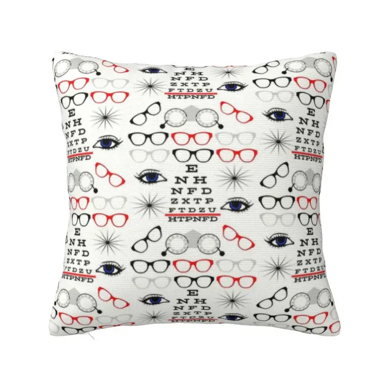 Custom Funny Optician Optometrist Cushion Covers Eye Test Chart Soft Nordic Throw Pillow for Sofa