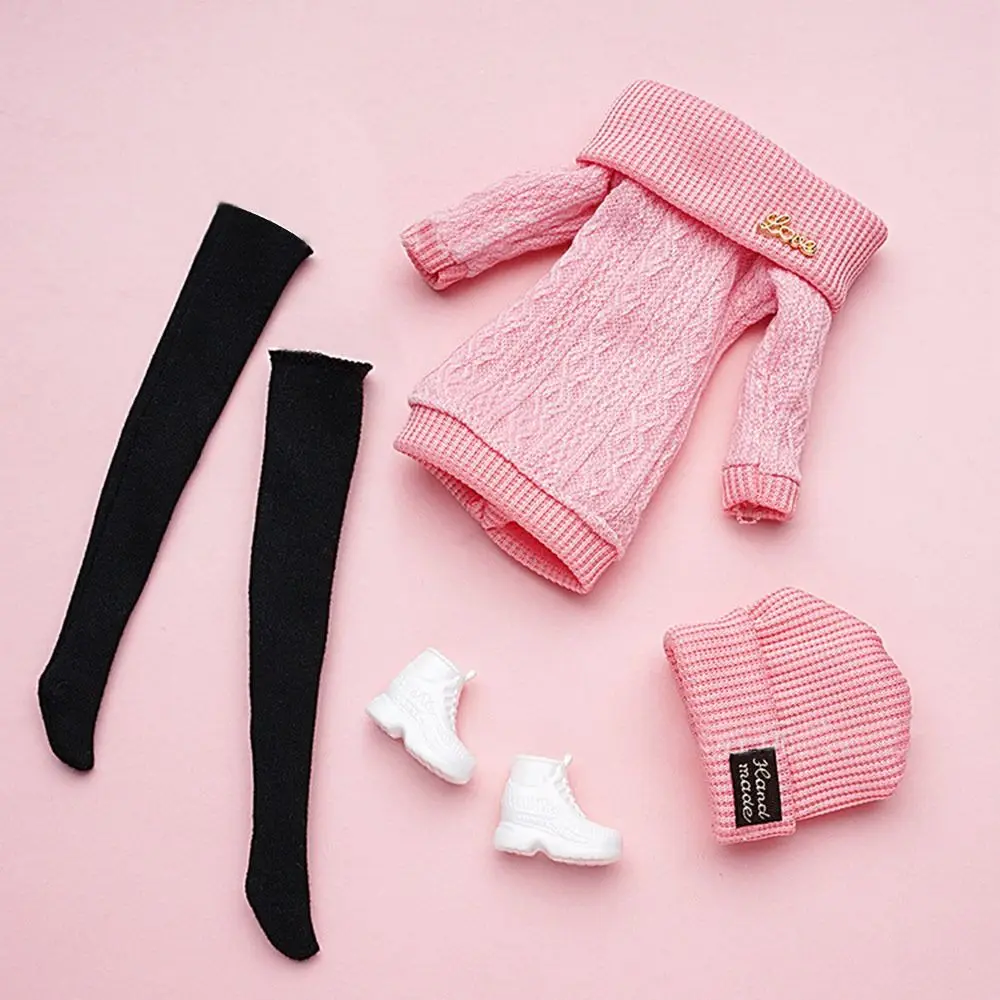 1 Set 30 cm Geschenk Spielzeug DIY Winter Tragen Pullover Puppen Hosen Mädchen Kleidung Casual Wear Hüte