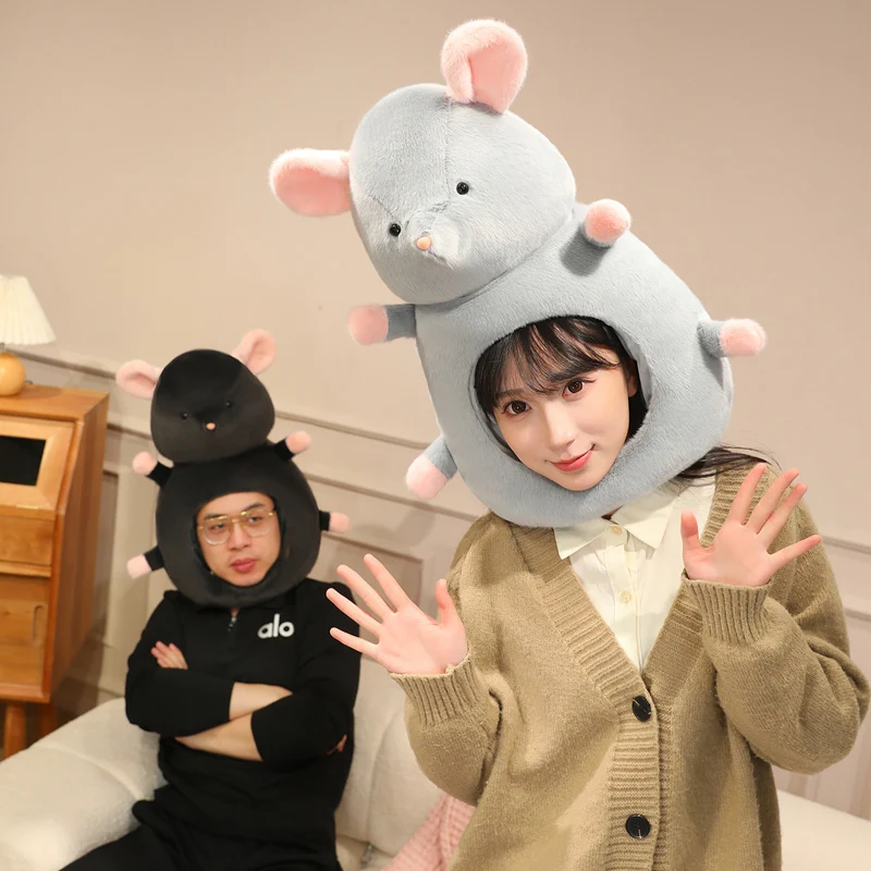 

﻿ Забавный плюшевый головной убор с милой мышкой, шляпа, косплей, вечерние костюмы с крысами, реквизит, подарки для пар и друзей