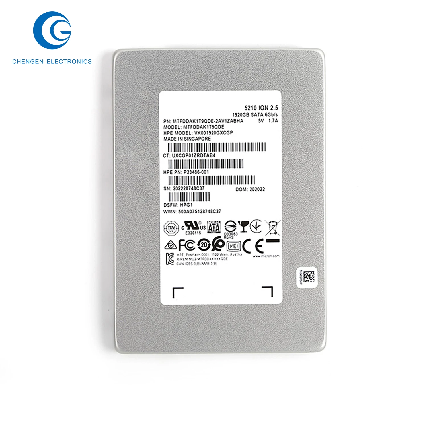 5210 Ion Mtfddak1T9Qde-2Av1Zab P23486-001 1.92Tb Sata 6Gb/S 3D Qlc 2.5In Solid State Drive