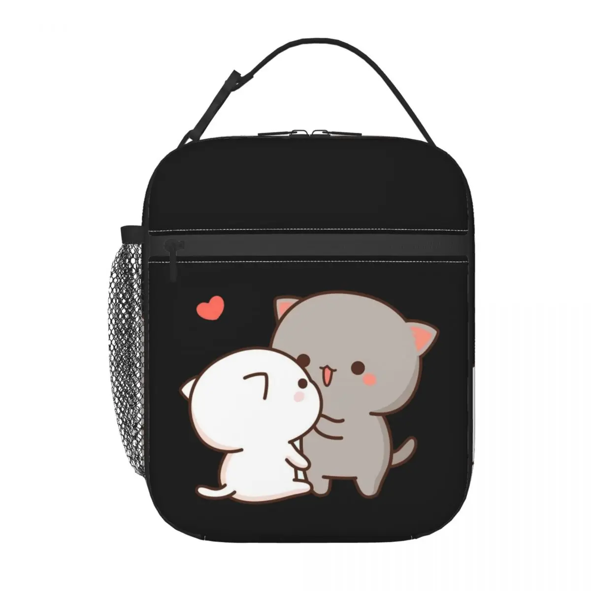 Custom Peach And Goma Insulated Lunch Tote Bag Cartoon Couple Mochi Cat Resuable Thermal Cooler Bento Box Kids School Children