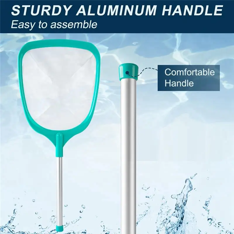 PZHI Pool Skimmer Net with Pole, Ultra Fine Mesh Leaf Rake for Hot Tub, Spa, Pond, Kiddie Pool, Telescopic Pole Attachment,