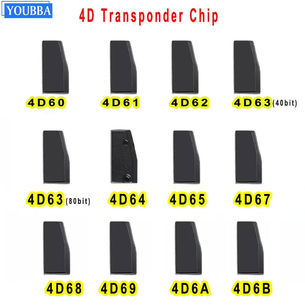 YOUBBA Chip transpondedor de llave de coche en blanco 4D 4D60 4D61 4D62 4D63 4D65 4D66 4D67 4D68 Chip para Ford Mazda Suzuki Toyota Subaru