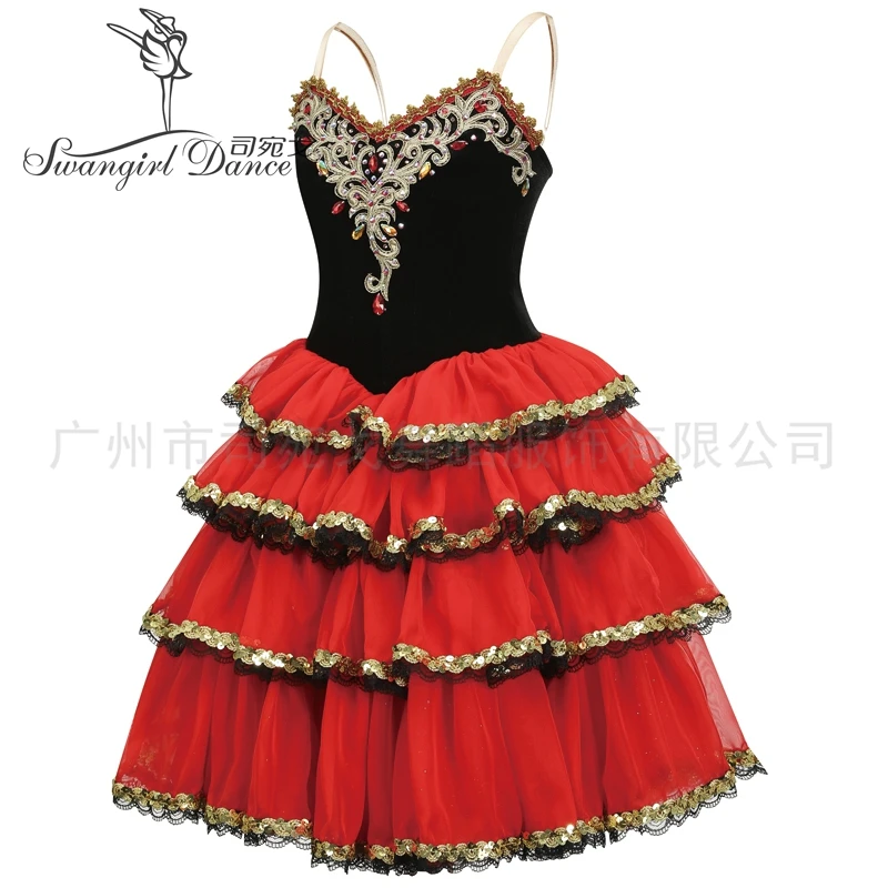 Don Quixote Adult Red Romantic Tutu Spanish Kitri Ballet Dress  Professional Tutu Ballet Spanish Dance Costume for girls BT4158