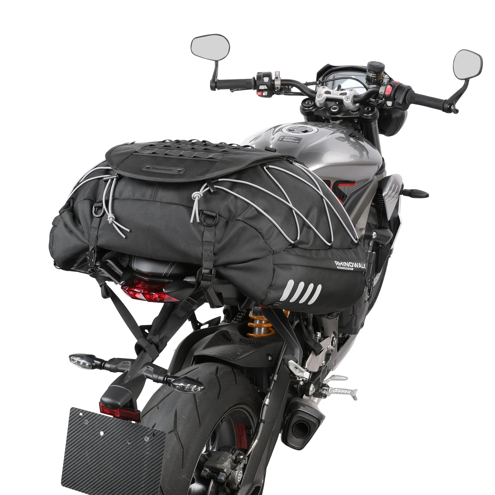 Rhinowalk 35L-50L Motorcycle Tail Bag Waterproof Expandable Motor Back Seat Cargo Bag Outdoor Travel Saddle Luggage Case