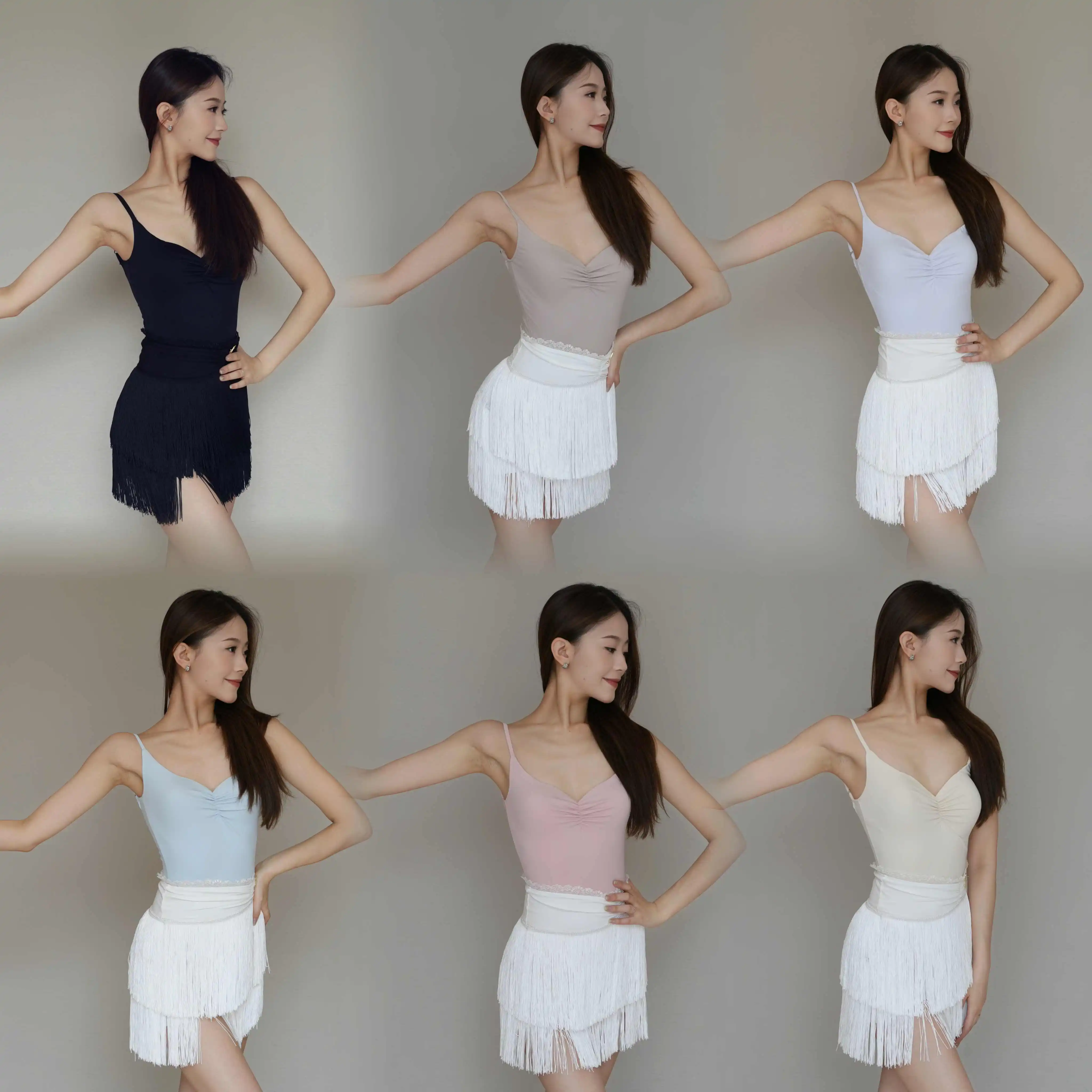 

New Latin Dance Clothes Women Backless Tops Lace High Waist Tassel Skirt Cha Cha Rumba Samba Dance Practice Clothing DNV24275
