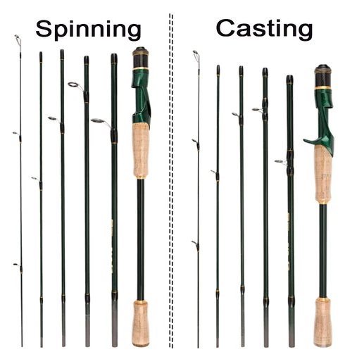 Imagen 2 del producto Caña de pescar ultraligera de viaje de carbono, 6 secciones, 2,1 M, 2,4 M, potencia ML, 39-45cm, longitud cerrada, cañas de fundición giratorias para pesca con señuelo