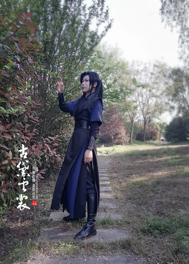 Cosplay Ancient Costume Blue And Black Powerful Costume Ink Burning To Kill Wolves Gu Yun Changgeng Han Fu Halloween