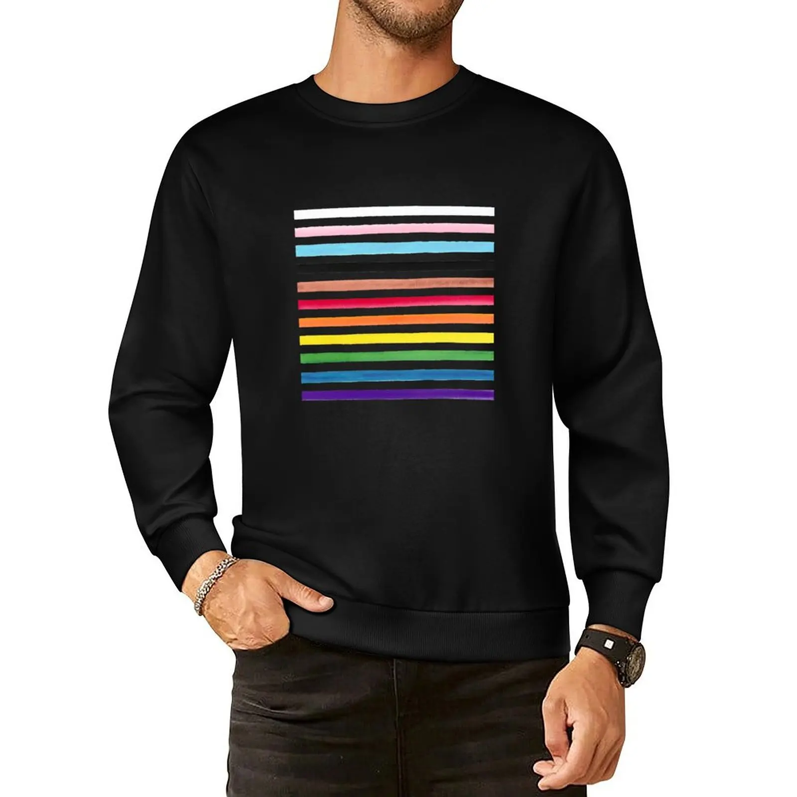 

Progress Pride Stripes Pullover Hoodie men's autumn clothes autumn new products korean clothes winter man sweatshirt