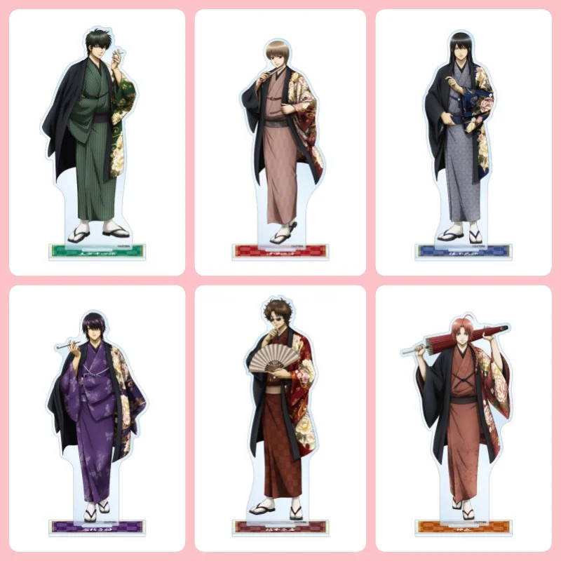 GinTama Anime Okita Hijikata Sakata Stall Eating and Walking Ver Acrylic Stand Desktop Decor Keychain Fans Charm Gift About 15cm