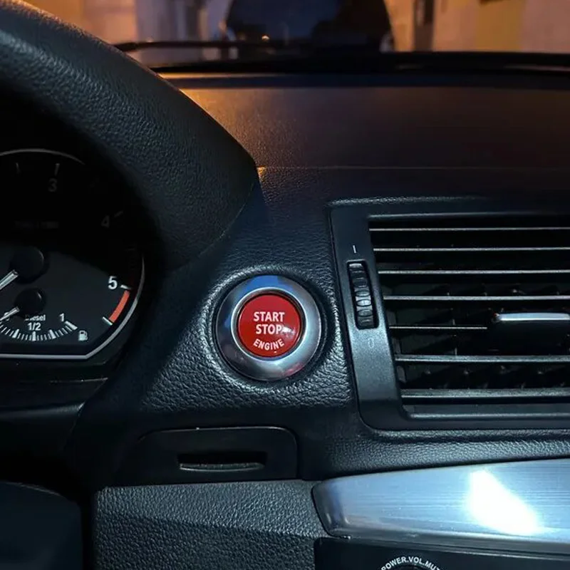 محرك السيارة بدء إيقاف غطاء أزرار وإطار الحلقة الخارجية لاستبدال BMW 1 3 5 Series X1 X3 X5 M5 E87 E81 E90 E91 E92 E89 E60 E83