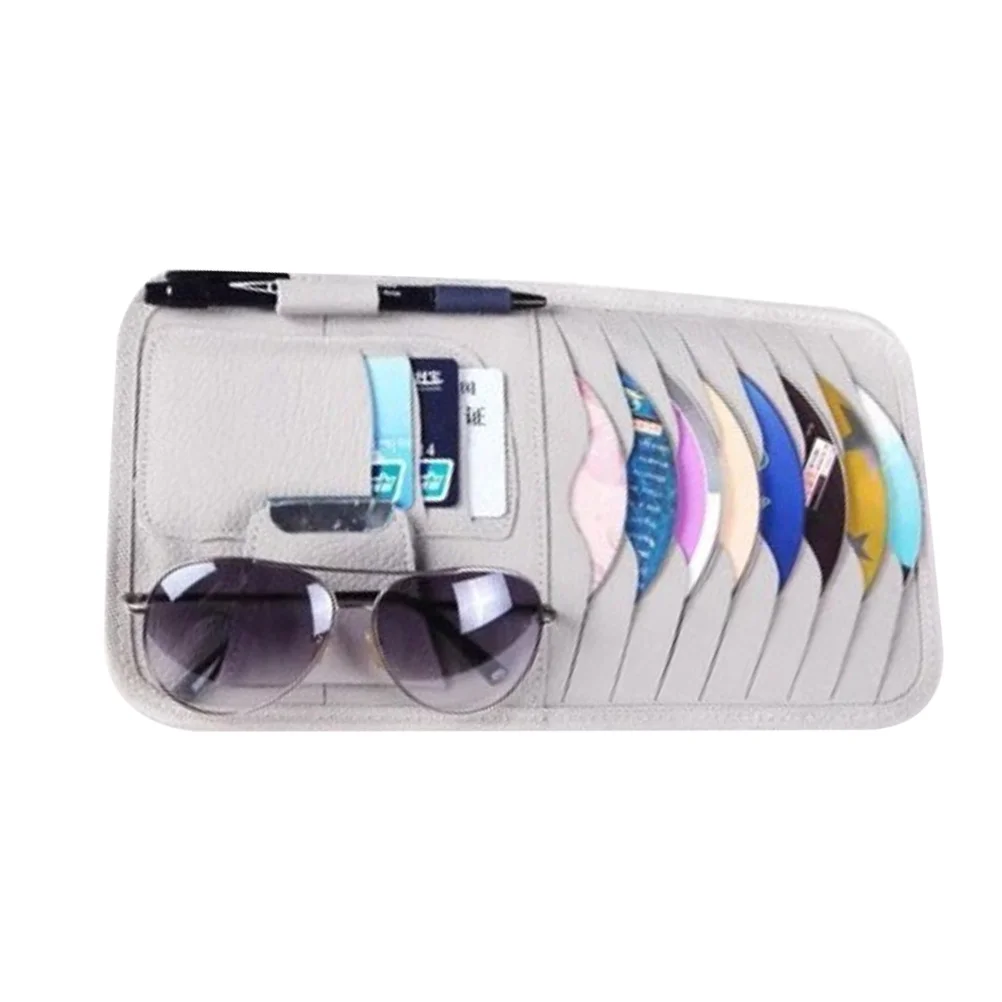 

Car Sun Visor Organizer 8 Cd Storage Sunglasses Holder Notebook Electronic Cards Universal Vehicle Interior Accessories