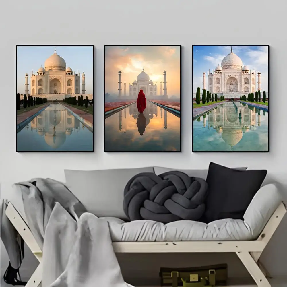Mughal Marble Symmetry T-Taj Mahal Poster HD  Waterproof Wall Sticker Bar Living Room Decor Gift