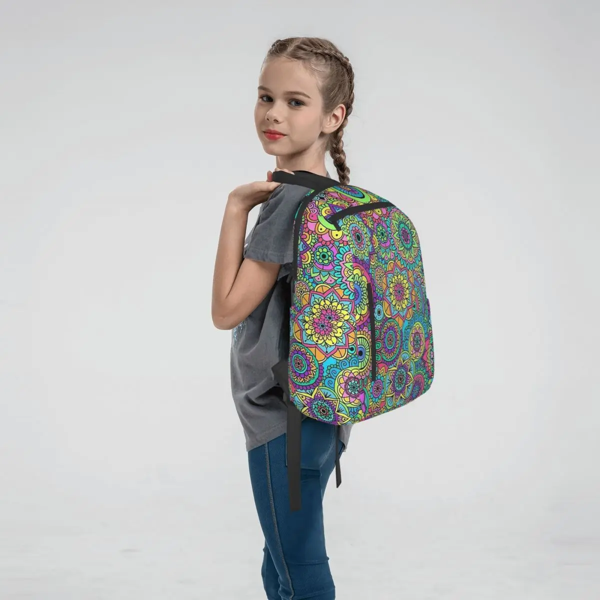 Psychedelic Summer Color Mandala Print Backpack Daypack Boys Girls BookBag School Bag Shoulder Bags for Men Women