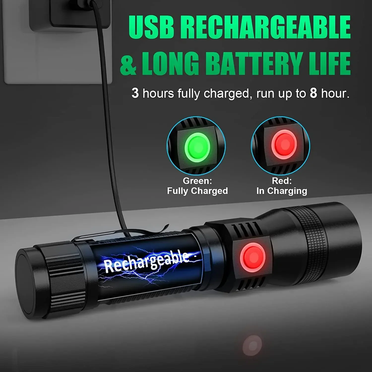 3in1 LED Flashlight with COB Sidelight Rechargeable Magnetic Torch Zoom Waterproof Ultraviolet Light Flashlight for Pets Camping