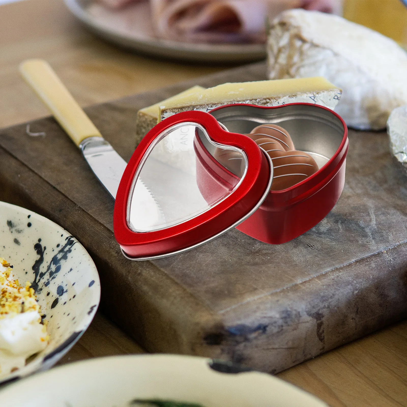 

10 Pcs Heart Shaped Candy Boxes Tin Packaging Reusable 60x59x27mm Red Window Wedding Party Favors Valentines Gifts