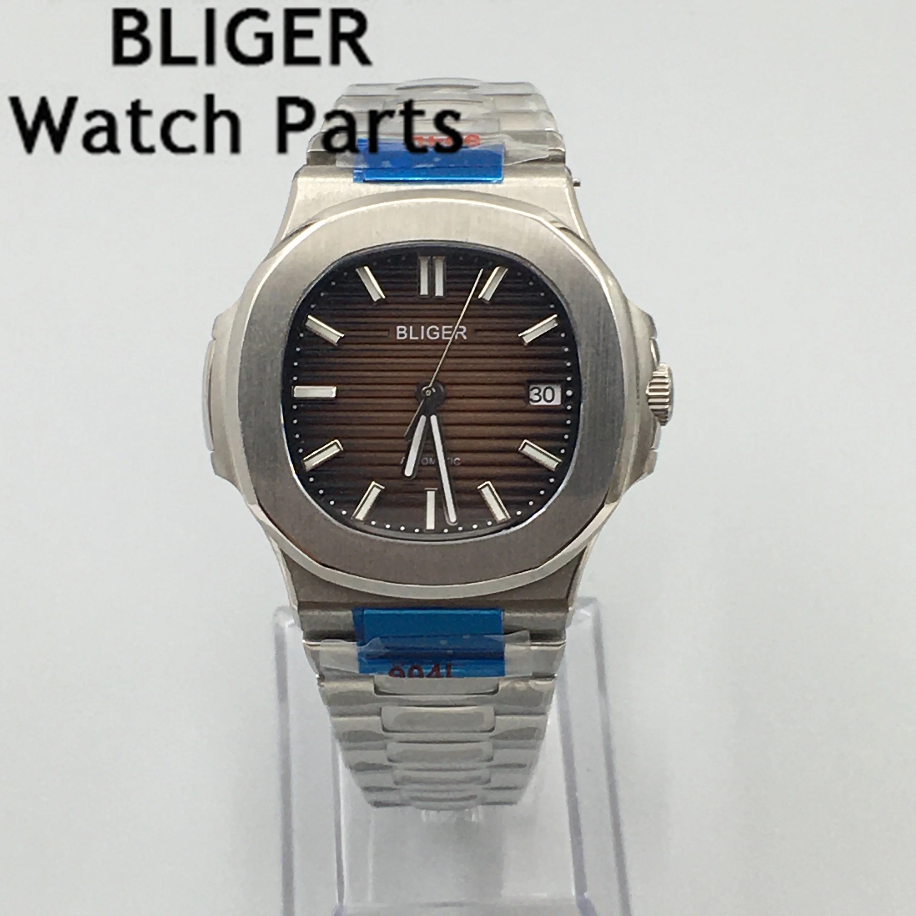 BLIGER 40mm Automatic Men Watch Oyster Bracelet NH35A MIYOTA 8215 PT5000 Movement Sapphire Crystal Brown Blue Luminous Dial