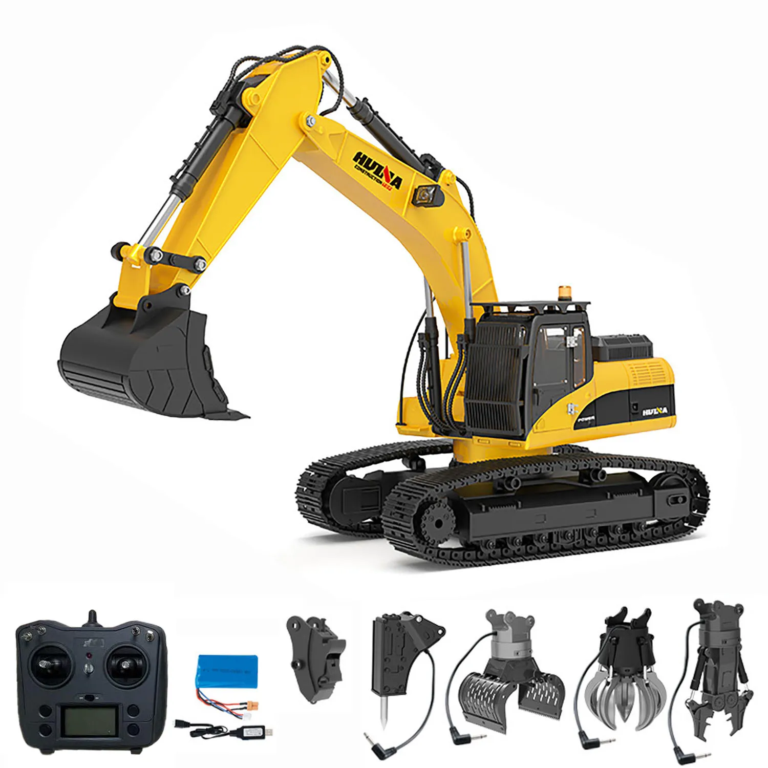 HUINA 新しいアップグレード 580 1/14 金属掘削機モデルエンジニアリング車両電気ボールグラバー 360 回転せん断爪サウンドライト