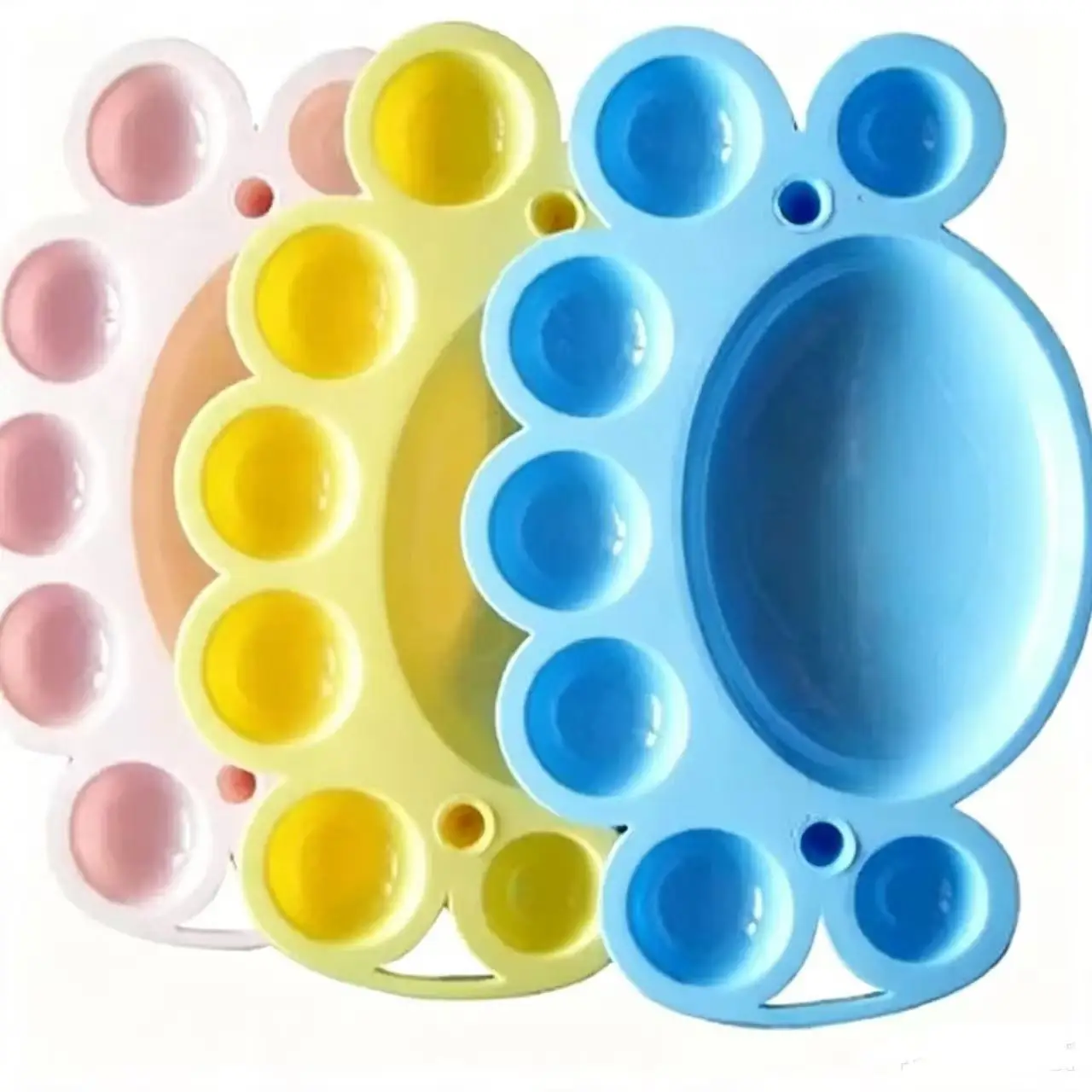 Frog Shaped Plastic Nail Art Palette Random Color Multi-grid Paint Tray Portable Manicure Drawing Painting Color Mixing Tool