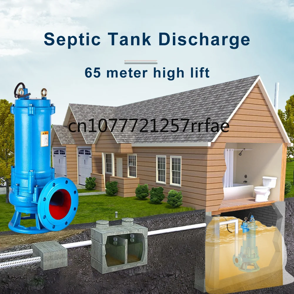 High lift and high flow rate 7.5hp impeller self priming sewage pump 7kw cutting type submersible sewage water pump