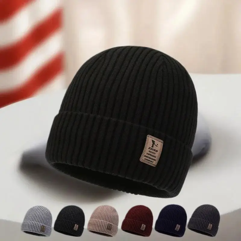 سميكة الصوف الشتاء محبوك قبعة للرجال الدافئة غزل القطن دراجة ركوب يندبروف قبعة للحماية الباردة الخريف الشتاء الموسم