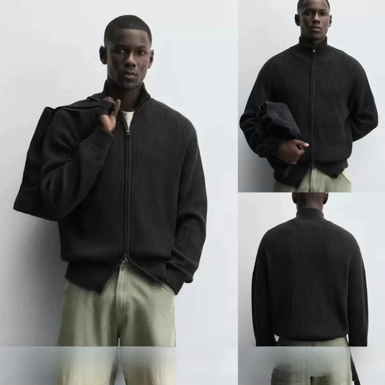 

Новый осенний мужской кардиган на молнии с бахромой, приталенный, прямой, вязаный, дышащий, теплый, удобный, повседневный