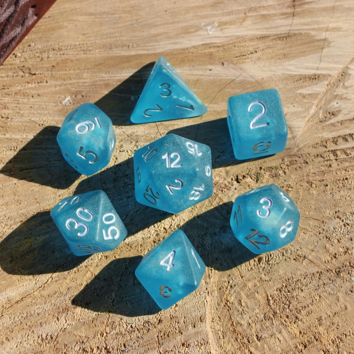 Juego de dados de cielo estrellado azul para DND, mazmorras y dragones, juegos de mesa, D & D, RPG, juego de rol de mesa, 7 unidades