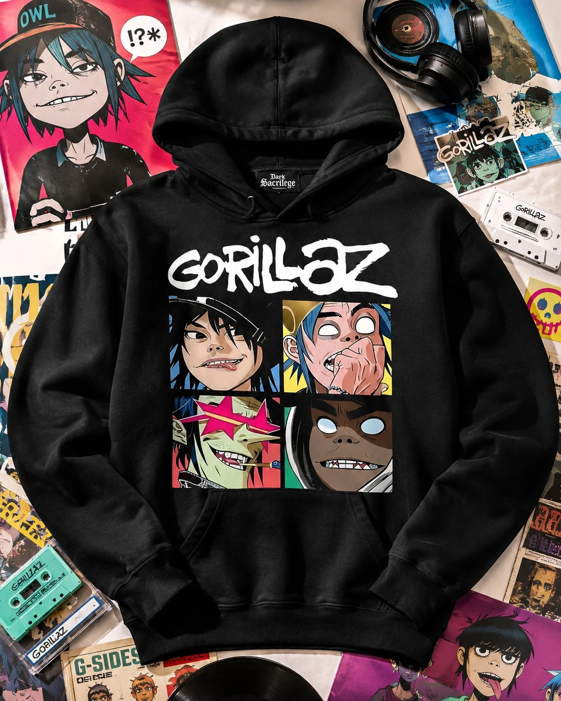 Gorillaz The Mountain Tour Unisex Hoodie Shirt Latin America Tour Manga Rock Band Fan Street Clothing Sweater