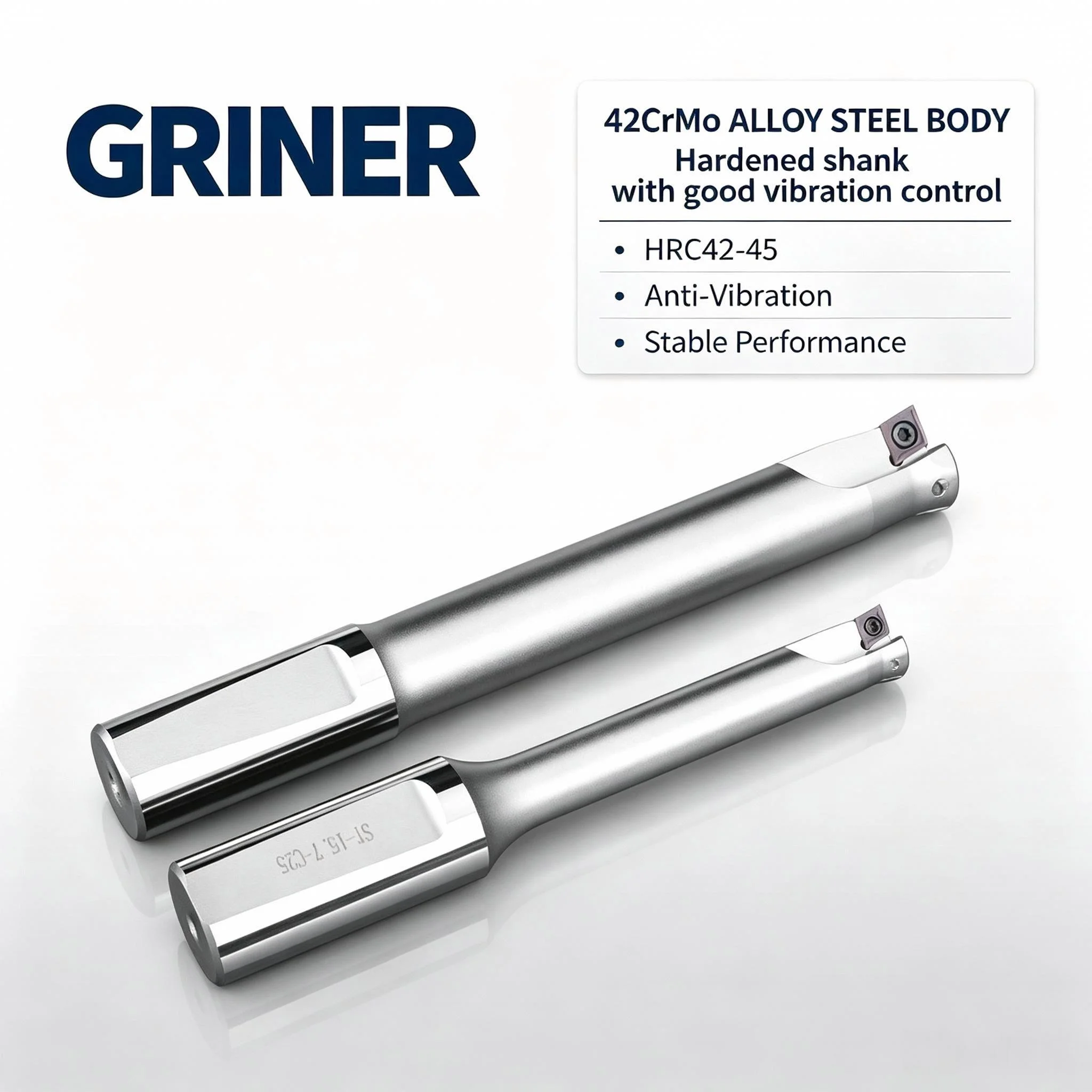GRINER ST Fixed Double‑Blade Rough Boring Bar, Side‑Lock Shank Hole Enlarging Boring Rod for CNC Machining Center Boring Machine view 4