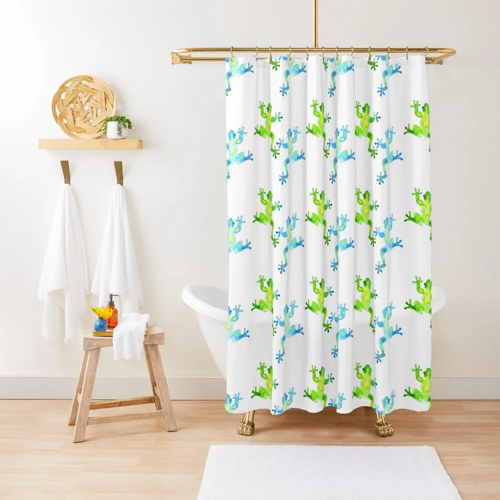

Green and Blue Dancing Frogs Shower Curtain Bathroom And Shower Bathroom Accessory Curtain