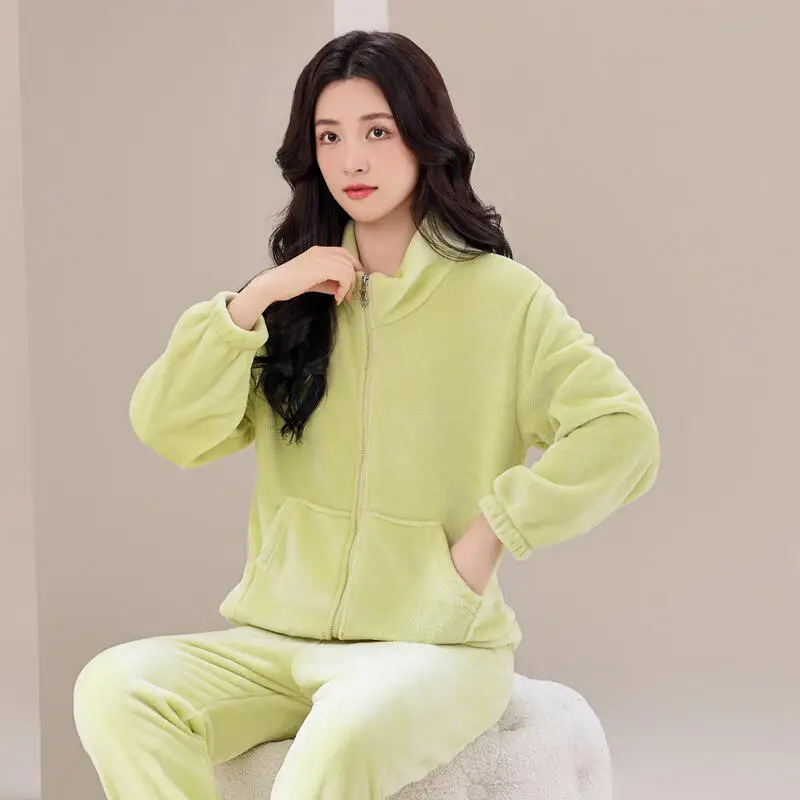 

Женская одежда, пижамный костюм, сохраняющий тепло, утепленный, плотная версия, новый продукт для дома, на открытом воздухе, модный изысканный зимний сезон на четыре сезона