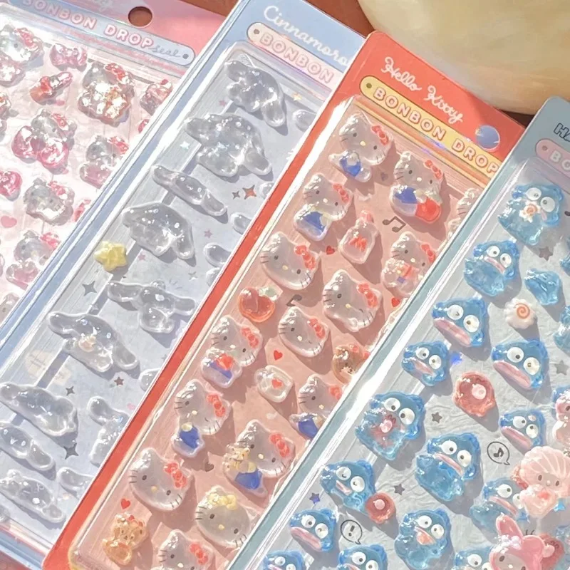 귀여운 Cinnamoroll 헬로 키티 애니메이션 Kawaii Sanrio Ins 패션 스티커 귀여운 만화 마이 멜로디 휴대 전화 패치 장식 선물