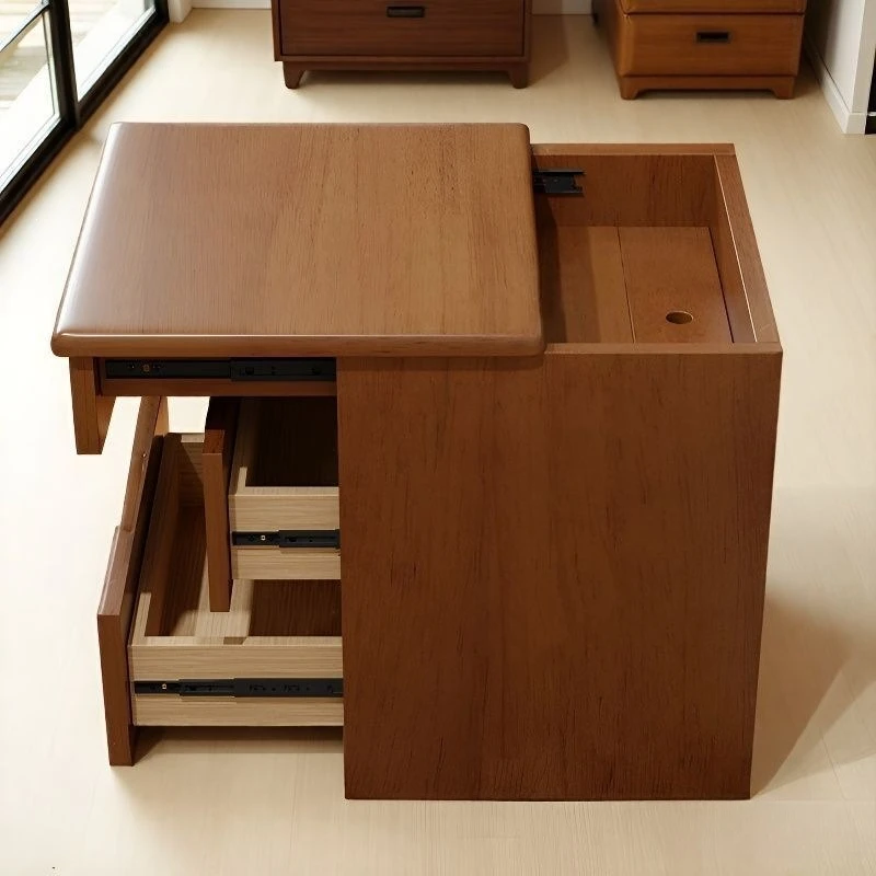 Hidden compartment bedside safe home solid wood hidden belt mechanism dark layer locker home