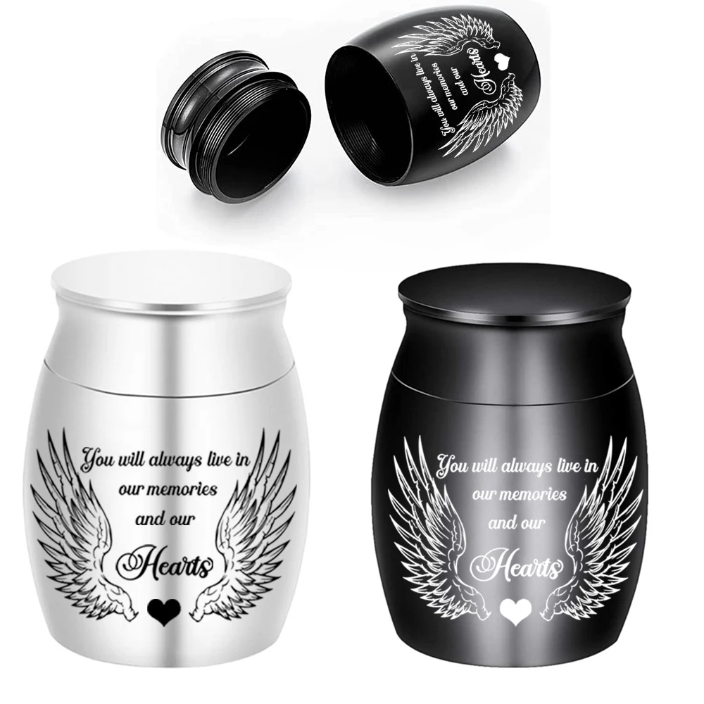 ﻿ Angel Wings Cremation Urns for Human Ashes Mini Keepsake Urns for Ashes Aluminium alloy Small Memorial Urn