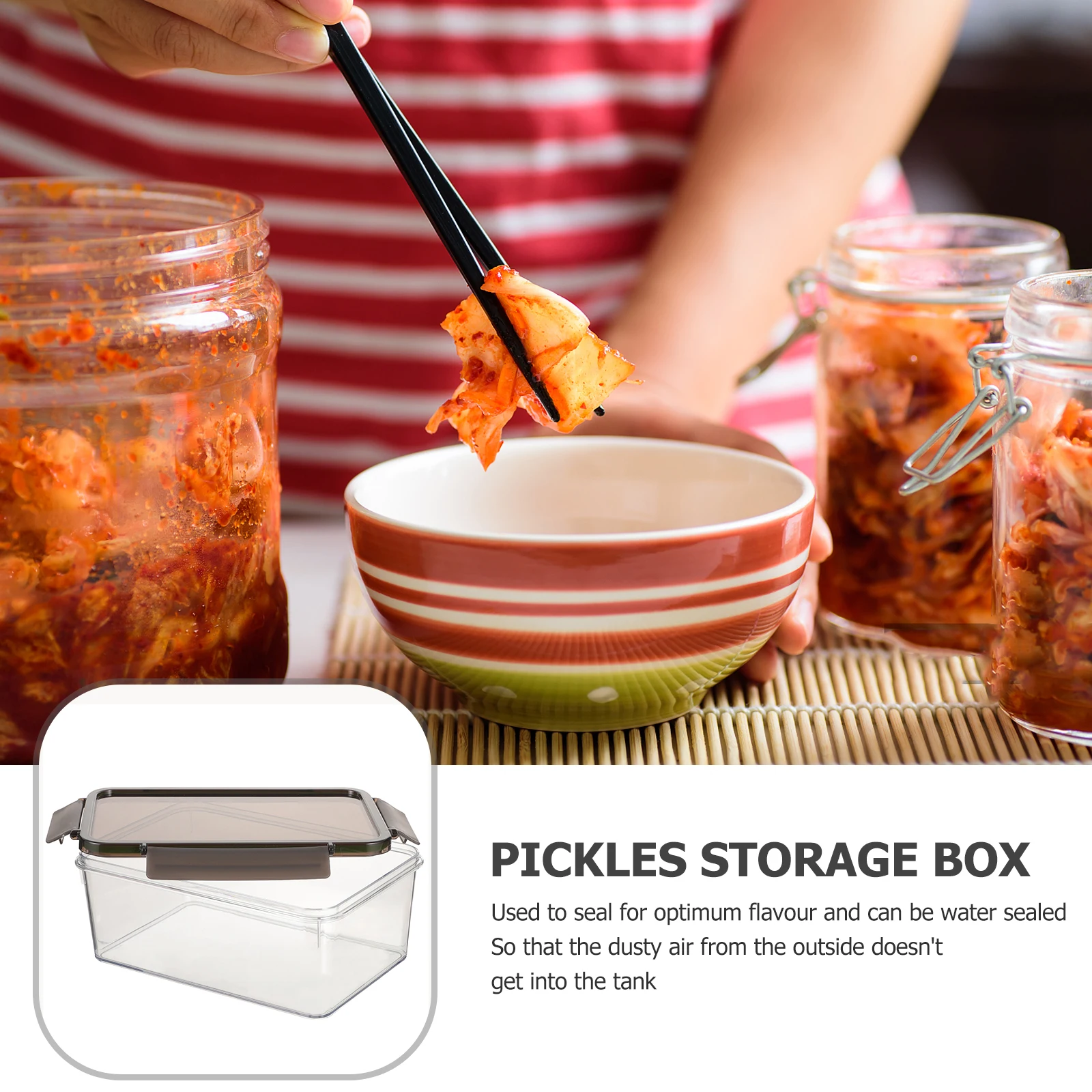 

Large Capacity Sealed Container Reusable Seal For Pickles Condiments Powder Storage Lightweight Food Grade Plastic Jar Sealing