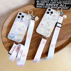 For Samsung Galaxy S8 S9 S10 S20 S21 S22 S23 Plus Ultra S21FE Note 9 10 20 Cinnamon Dog Case Wrist Strap Ornament