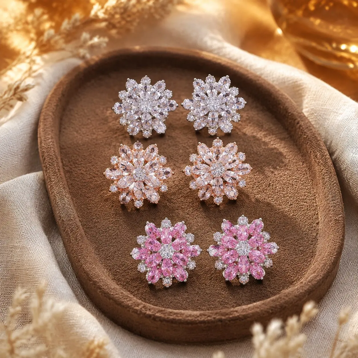 Korean  Jewelry Stable Silver Alloy Earrings Crystal Earrings Lightweight Sunflower Shaped Earrings For Friend Gatherings
