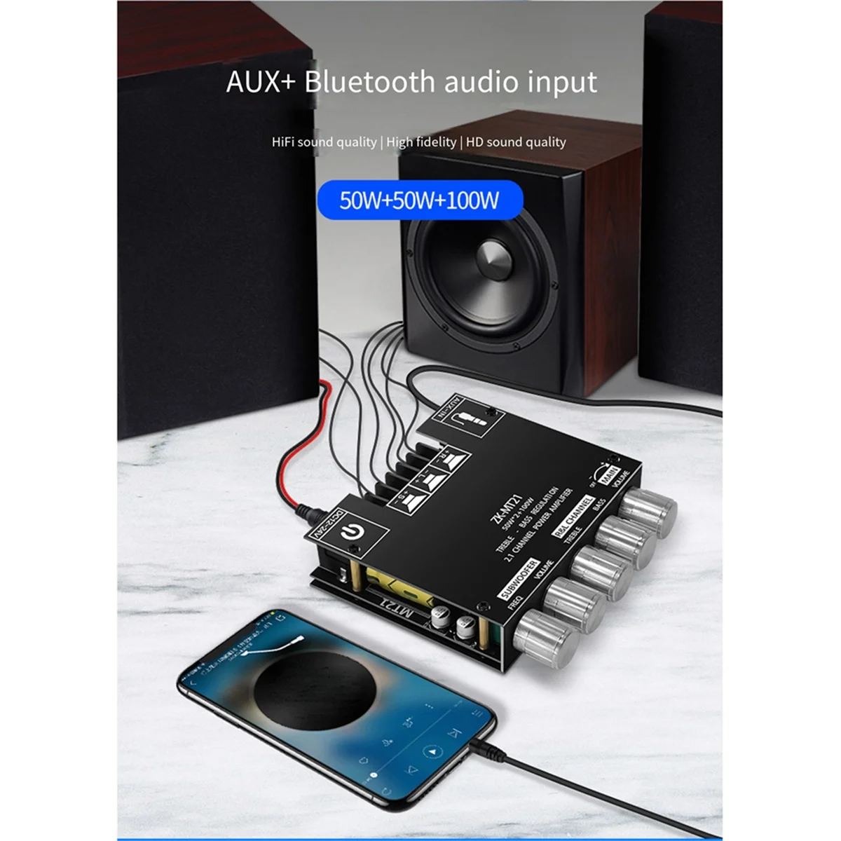 POP-lBT5.0 تضخيم مجلس 2.1 قناة 50WX2 + 100 واط جهاز تضخيم الصوت مجلس الصوت باس ستيريو تضخيم