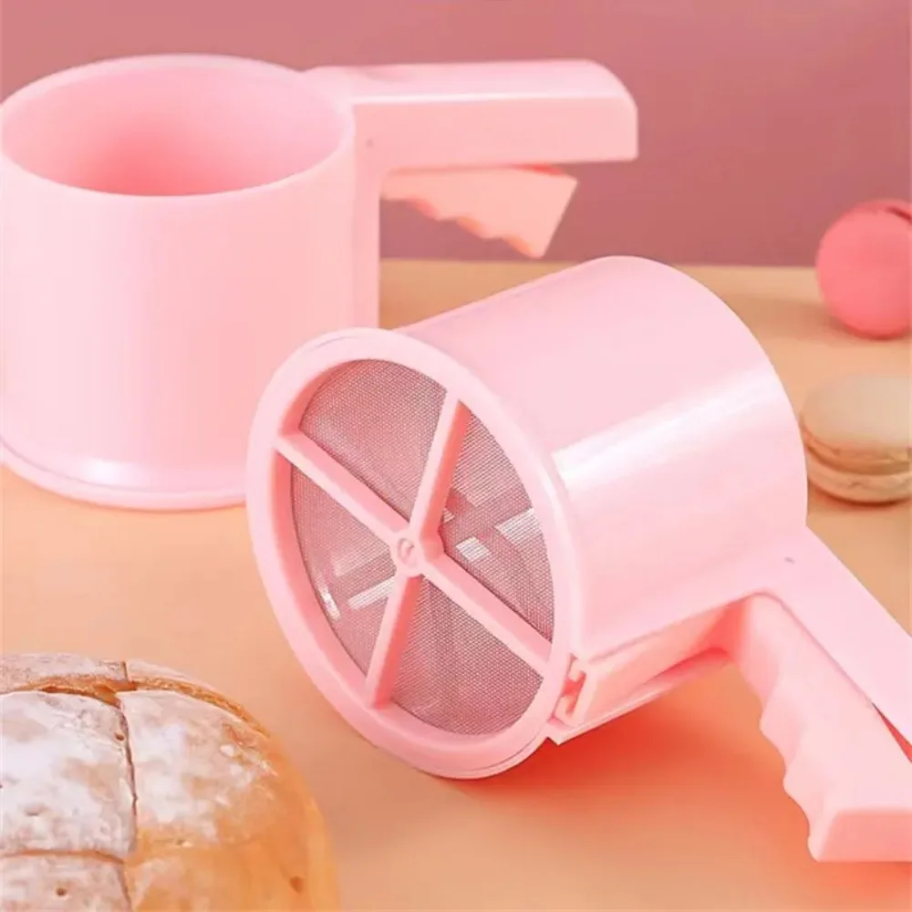 Professional Semi-automatic Handheld Flour Sifter Plastic with Scale Flour Filter Fine Mesh Manual Baking Sieve Cake