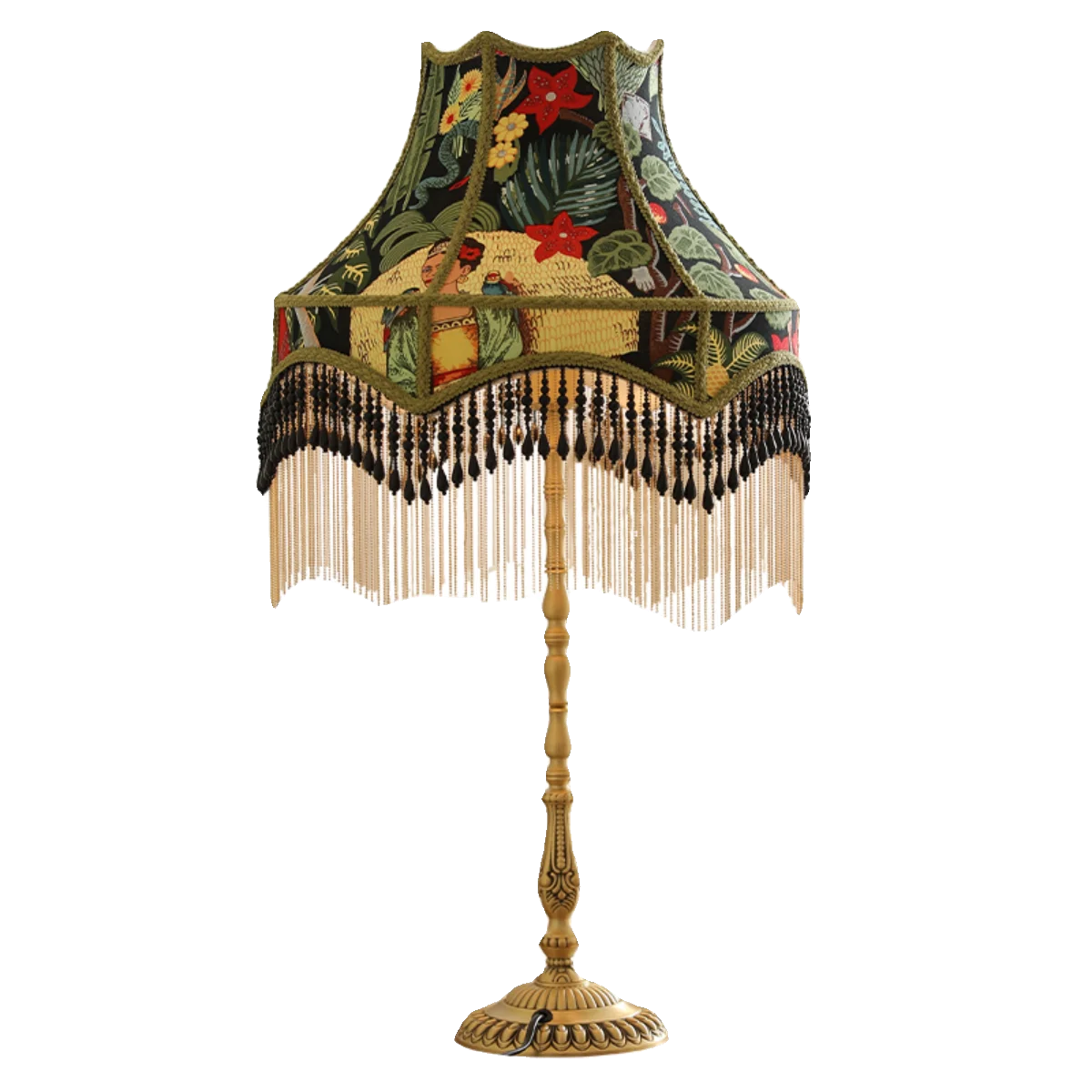 French Pastoral Retro Fringed Table Lamp, Living Room Bedroom Atmosphere, Green All-copper Table Lamp By The Bedside