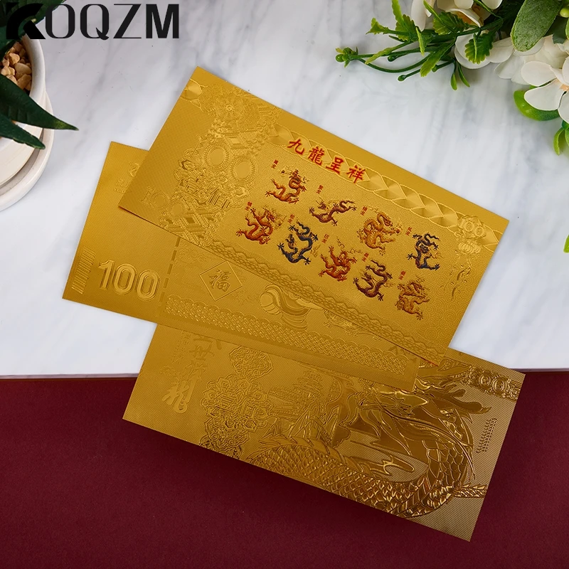 2024 Dragon Year Note Coin Gold Plated Celebrating Commemorative Notes For Collection Home Decor Lucky Bag Guest Gift Crafts