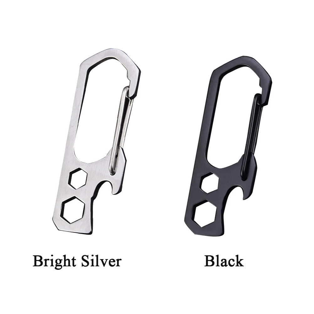 Keychain Clip EDC Bar Stainless Steel Hook Multifunctional Keyring Outdoor Climbing Carabiner Camping Buckle Outer Hex Key